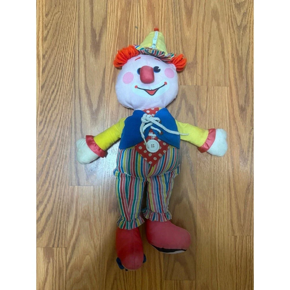 Fisher Price Vintage Clown Plush 1984 Learn To Dress Button Snap Tie Zip Toy